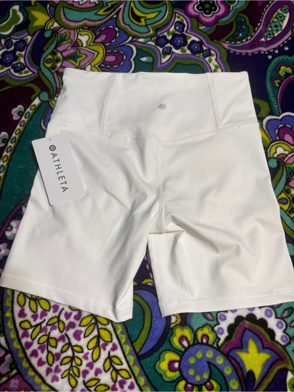 Athleta White High-Waist Bike Shorts